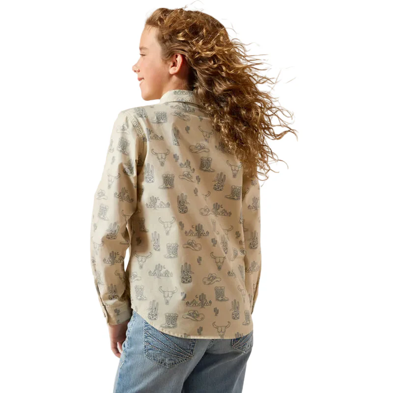 Ariat Girl's Mila Long Sleeve Snap Shirt - Desert Print - Image 2