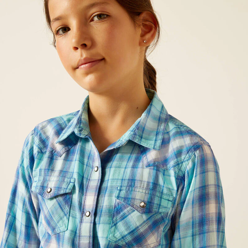 Ariat Girl's Xico Snap Long Sleeve Shirt - Plaid - Image 4