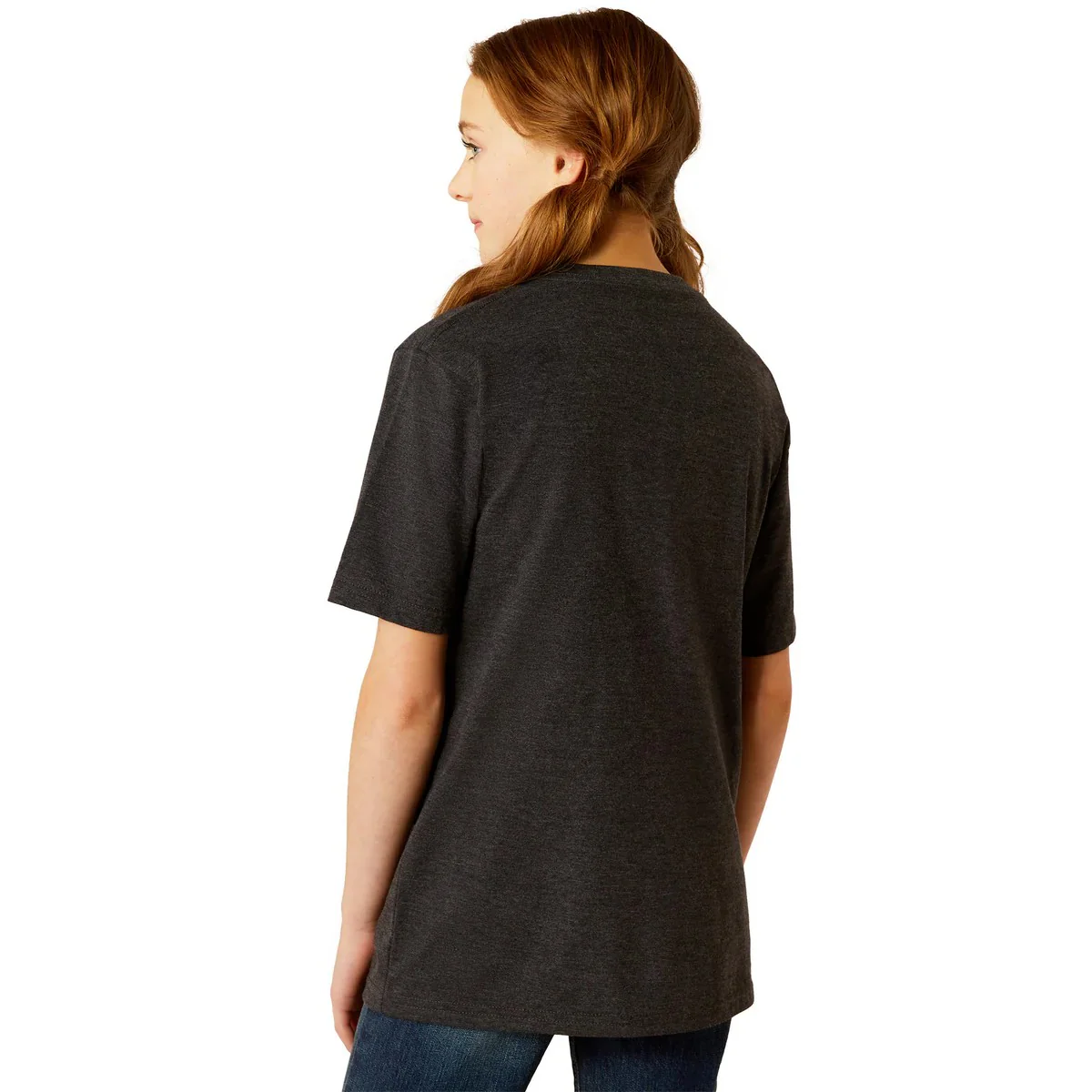 Ariat Girl's Short Sleeve Boot Script Tee Shirt - Charcoal Heather - Image 2