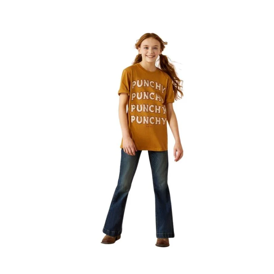 Ariat Girl's Short Sleeve Punchy Rally Call Tee Shirt- Harvest Gold - Image 3
