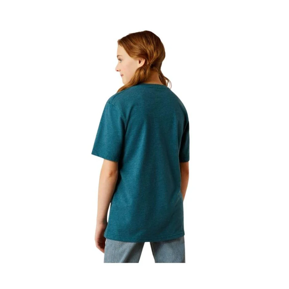 Ariat Girl's Short Sleeve Sunrise Tee Shirt - Deep Sea Heather - Image 2