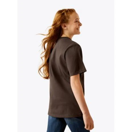 Ariat Girl's Short Sleeve Yee Haw Twist Tee Shirt- Vintage Black - Image 2