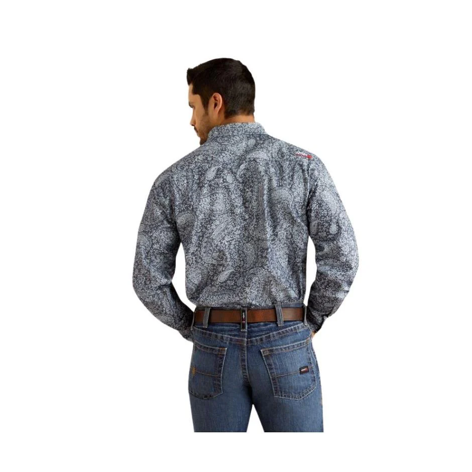 Ariat Men's Flame Resistant Long Sleeve Pacific Snap Work Shirt - Navy - Image 2