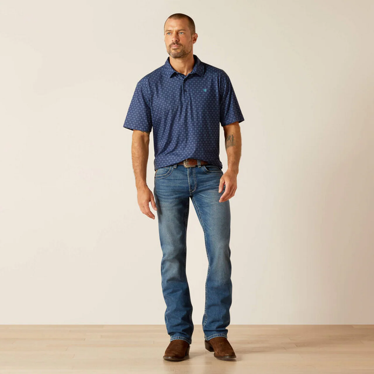 Ariat Men's 360 Airflow Short Sleeve Polo Shirt - Blue Depths - Image 3