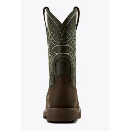 Ariat Men's Activator Waterproof Work Boots- Dark Brown/Green - Image 2