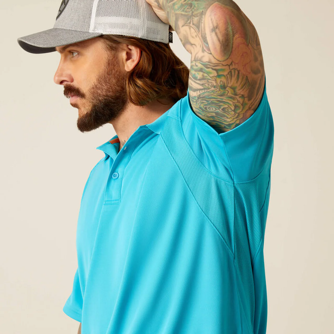 Ariat Men's Advanced Comfort Short Sleeve Polo Shirt - Turquoise Reef - Image 2