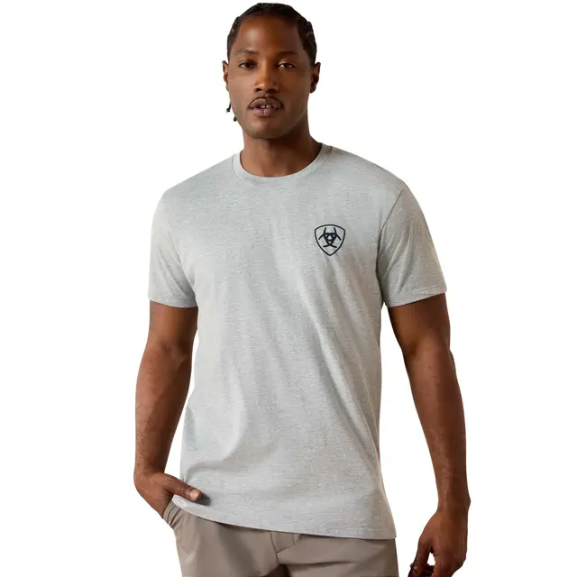 Ariat Men's Banner Badge Short Sleeve Tee Shirt - Grey Heather
