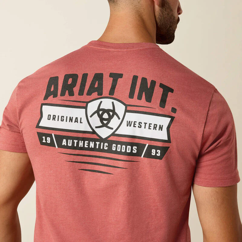 Ariat Men's Banner Badge Short Sleeve Tee Shirt - Red Clay Heather