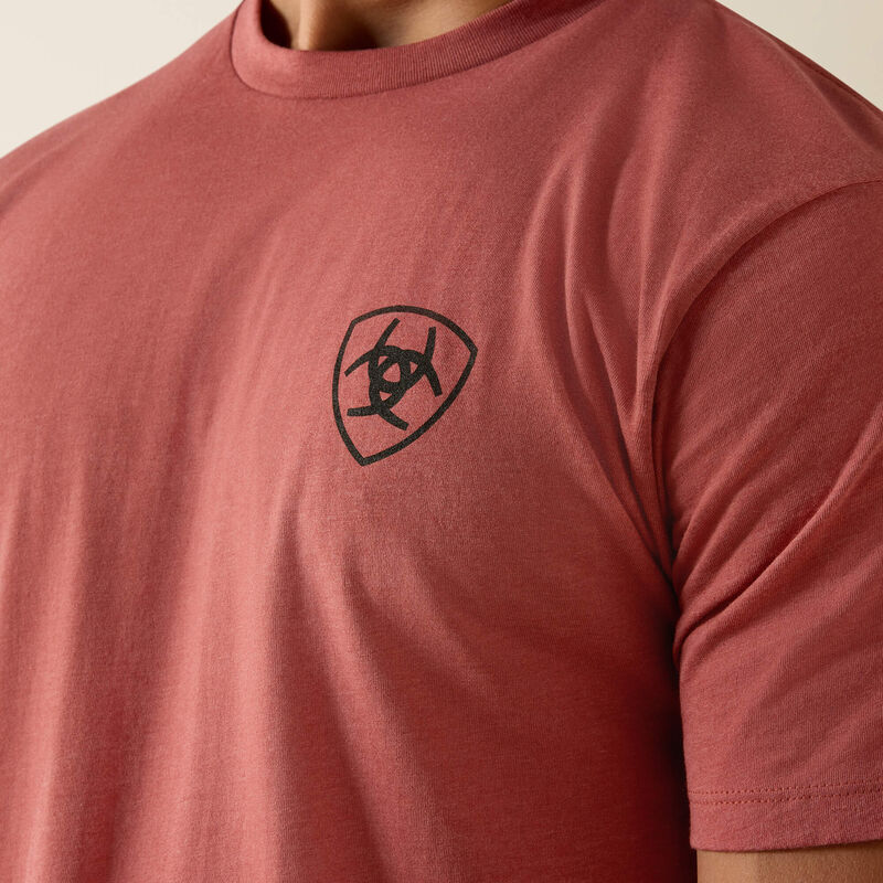 Ariat Men's Banner Badge Short Sleeve Tee Shirt - Red Clay Heather - Image 2