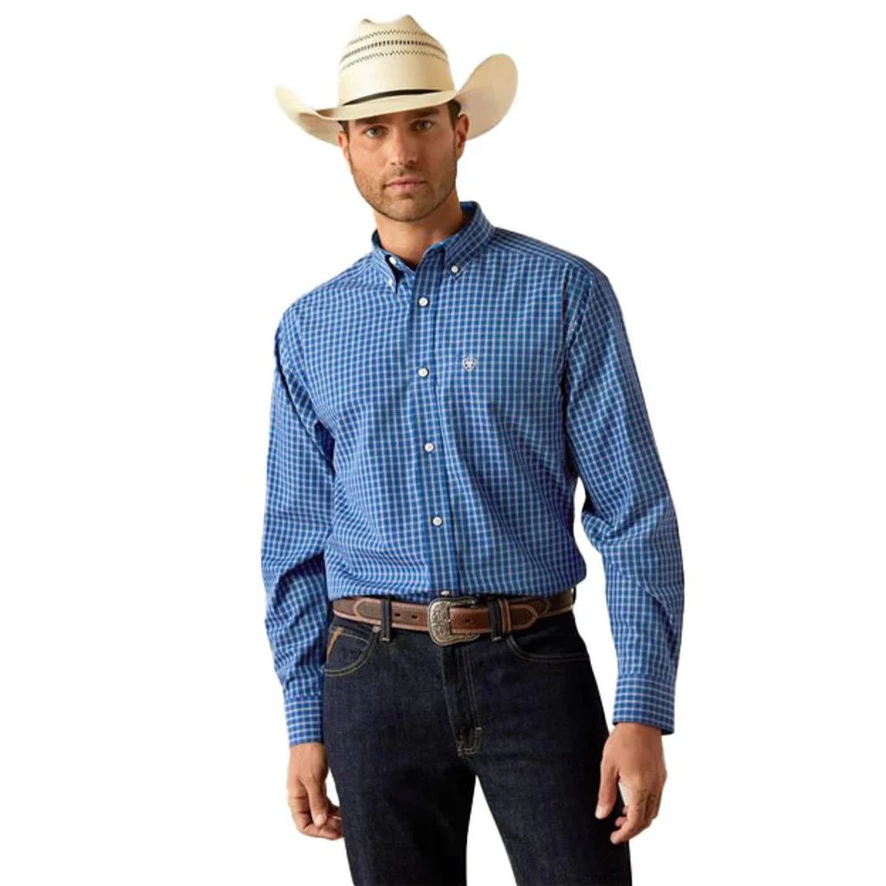 Ariat  Men's Blair Long Sleeve  Classic Fit Shirt-Navy - Image 3