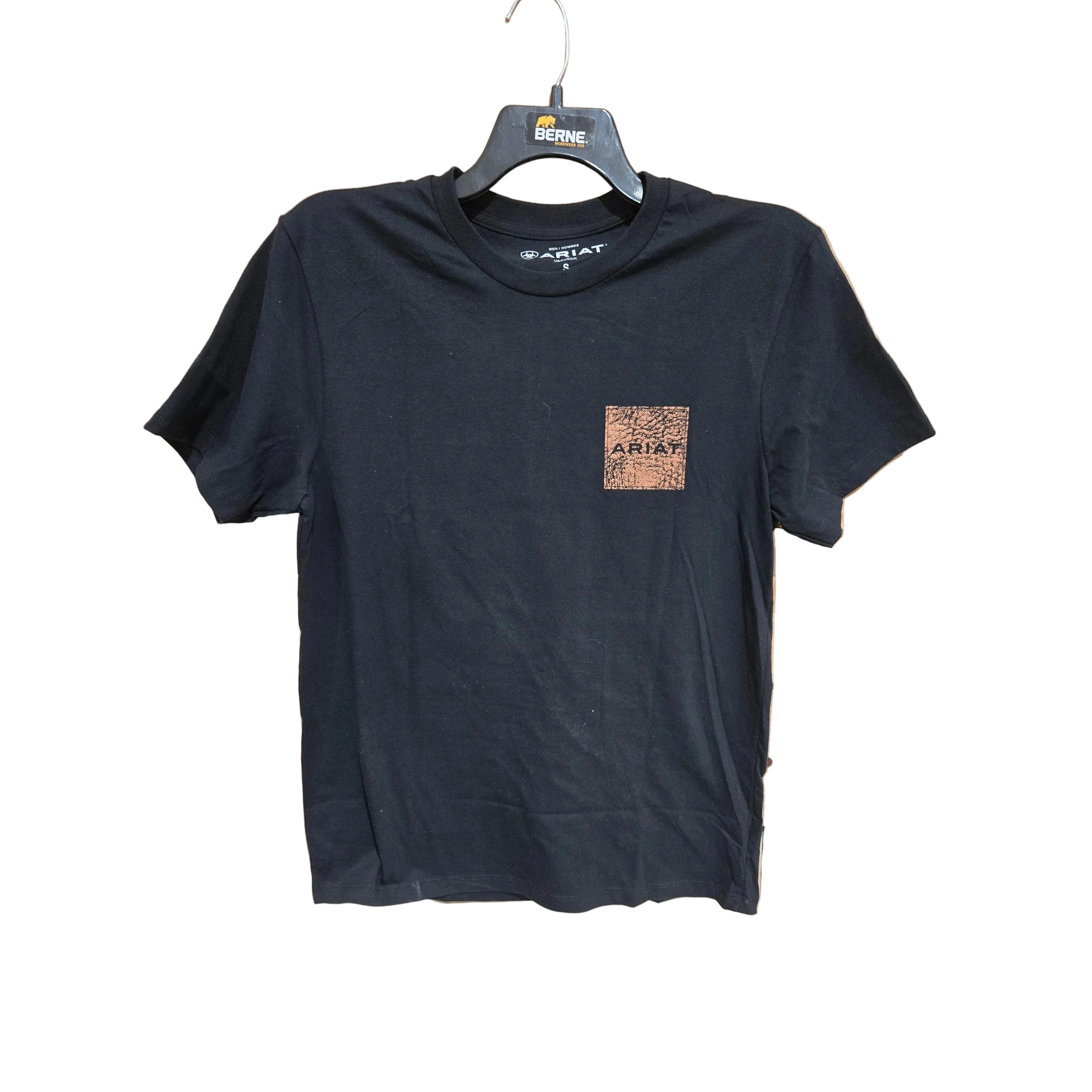 Ariat Men's Boot Leather Pitch Short Sleeve Tee Shirt - Black