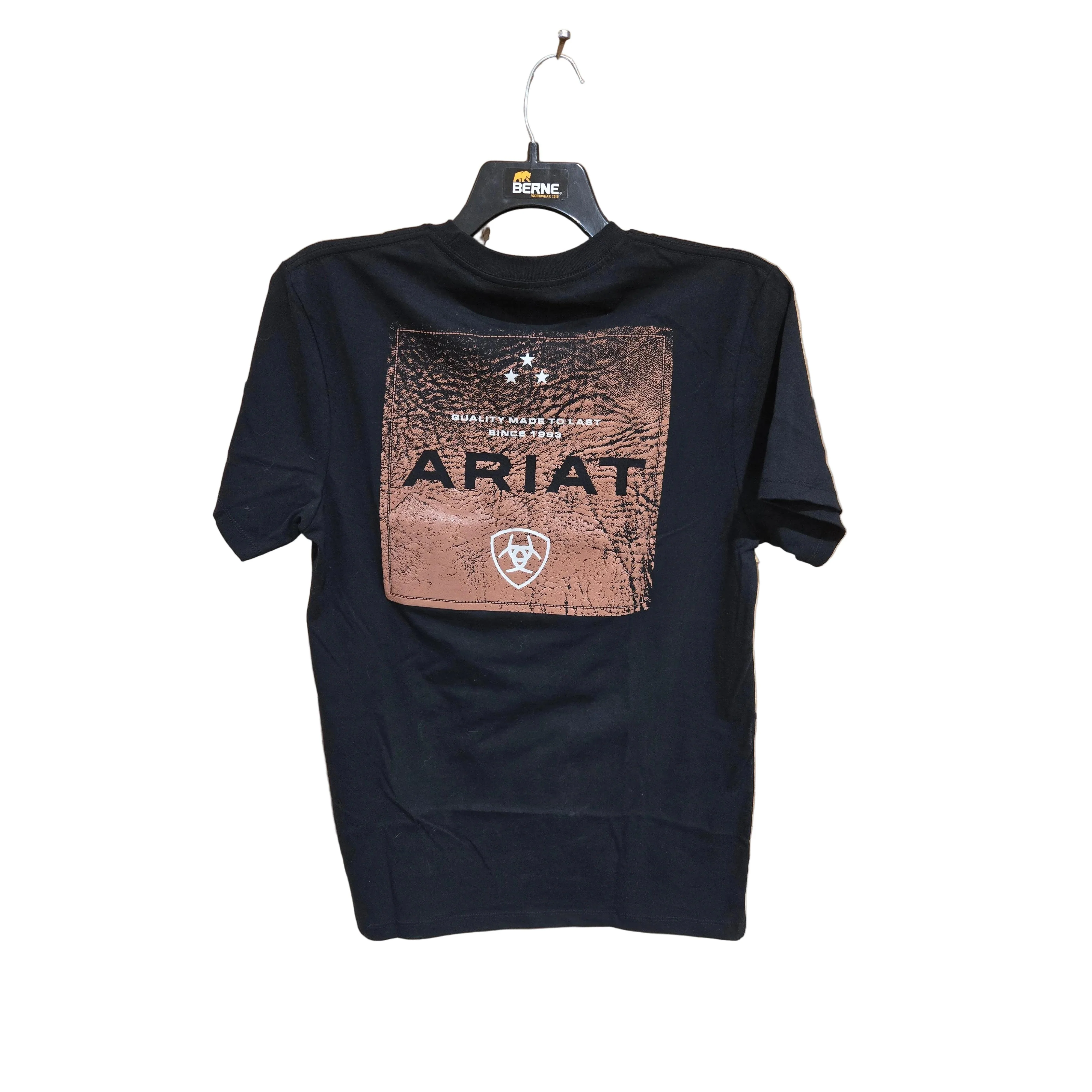Ariat Men's Boot Leather Pitch Short Sleeve Tee Shirt - Black - Image 2