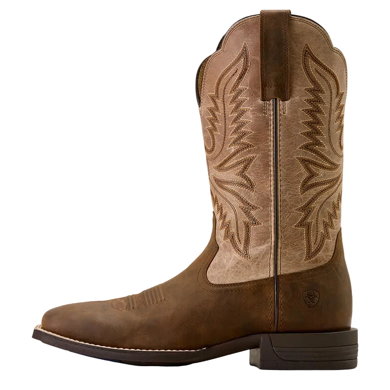 Ariat Men's Brush Creek Wide Square Toe Cowboy Boot - Aged Tan/Smokey Taupe - Image 2