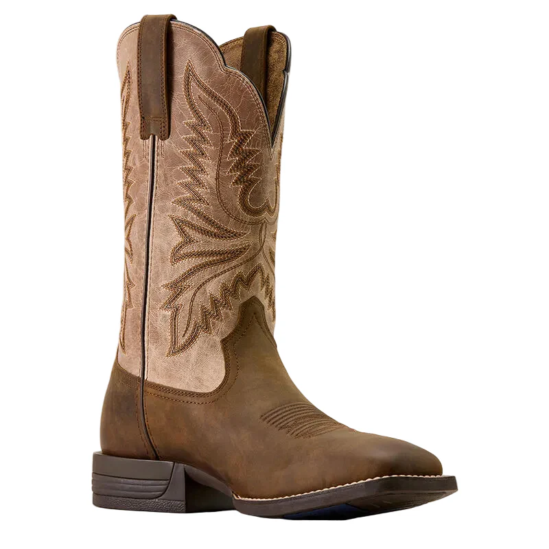 Ariat Men's Brush Creek Wide Square Toe Cowboy Boot - Aged Tan/Smokey Taupe - Image 3