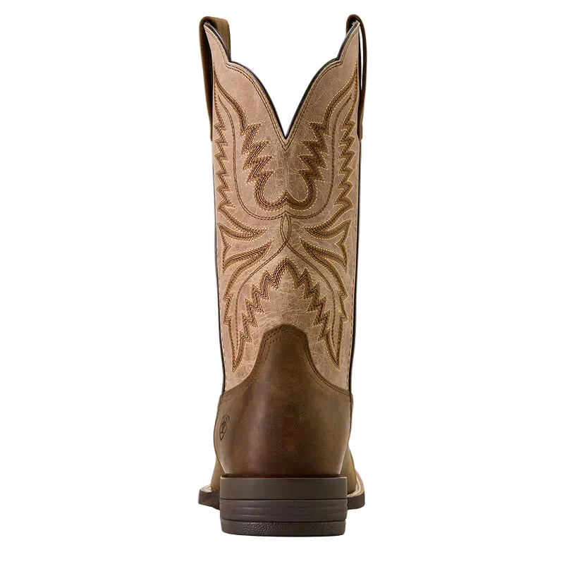 Ariat Men's Brush Creek Wide Square Toe Cowboy Boot - Aged Tan/Smokey Taupe - Image 4