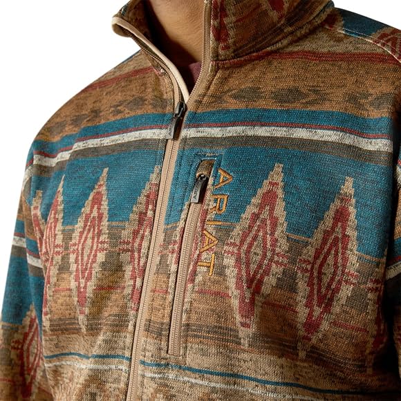 Ariat Men's Caldwell Printed Long Sleeve Shirt- Oxford Tan Southwest Print - Image 3