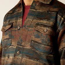 Ariat Men's Caldwell Printed Shirt Jacket- Brown - Image 2