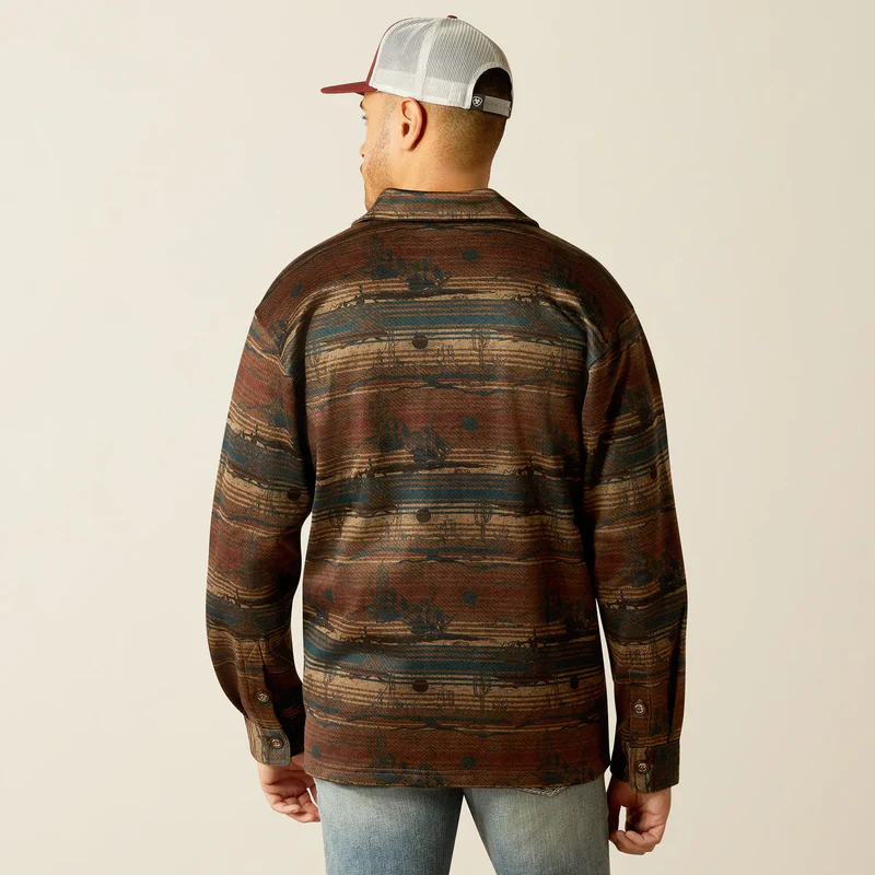 Ariat Men's Caldwell Printed Shirt Jacket- Brown - Image 3