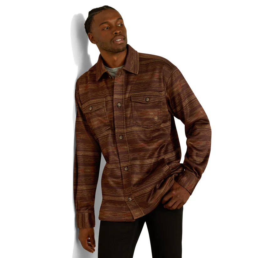 Ariat Men's Caldwell Printed Shirt Jacket - Maroon - Image 2