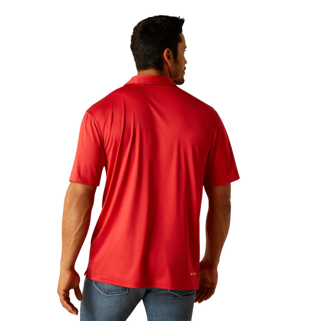 Ariat Men's Charger 2.0 Short Sleeve Polo Shirt - Haute Red - Image 2