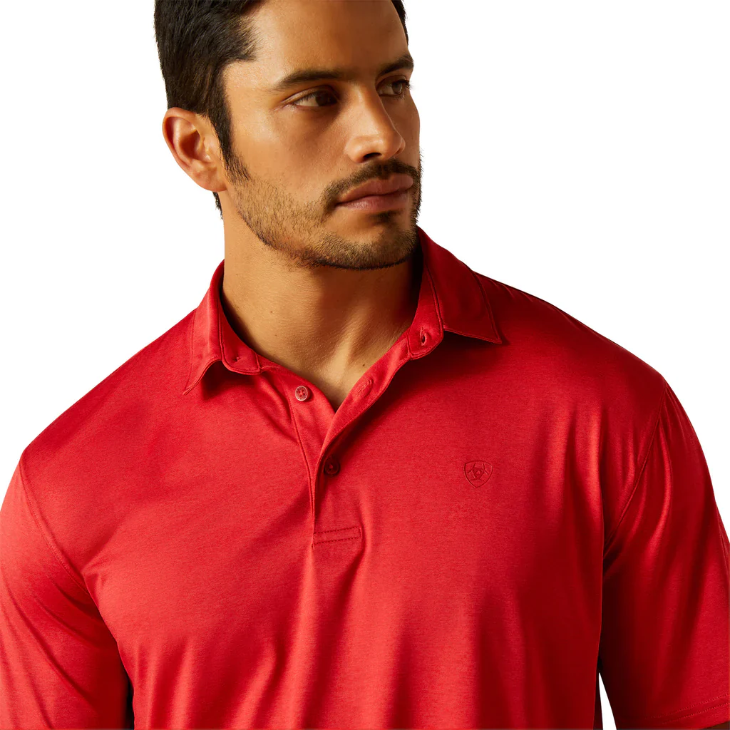Ariat Men's Charger 2.0 Short Sleeve Polo Shirt - Haute Red - Image 3