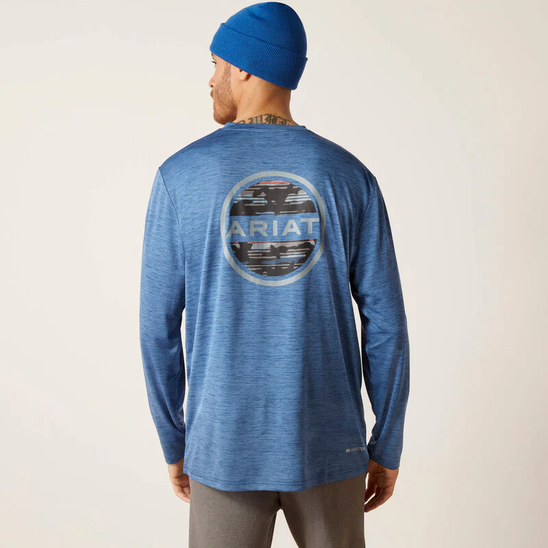 Ariat Men's Charger Camo Circle Long Sleeve T-Shirt - Deep Space Heather - Image 2