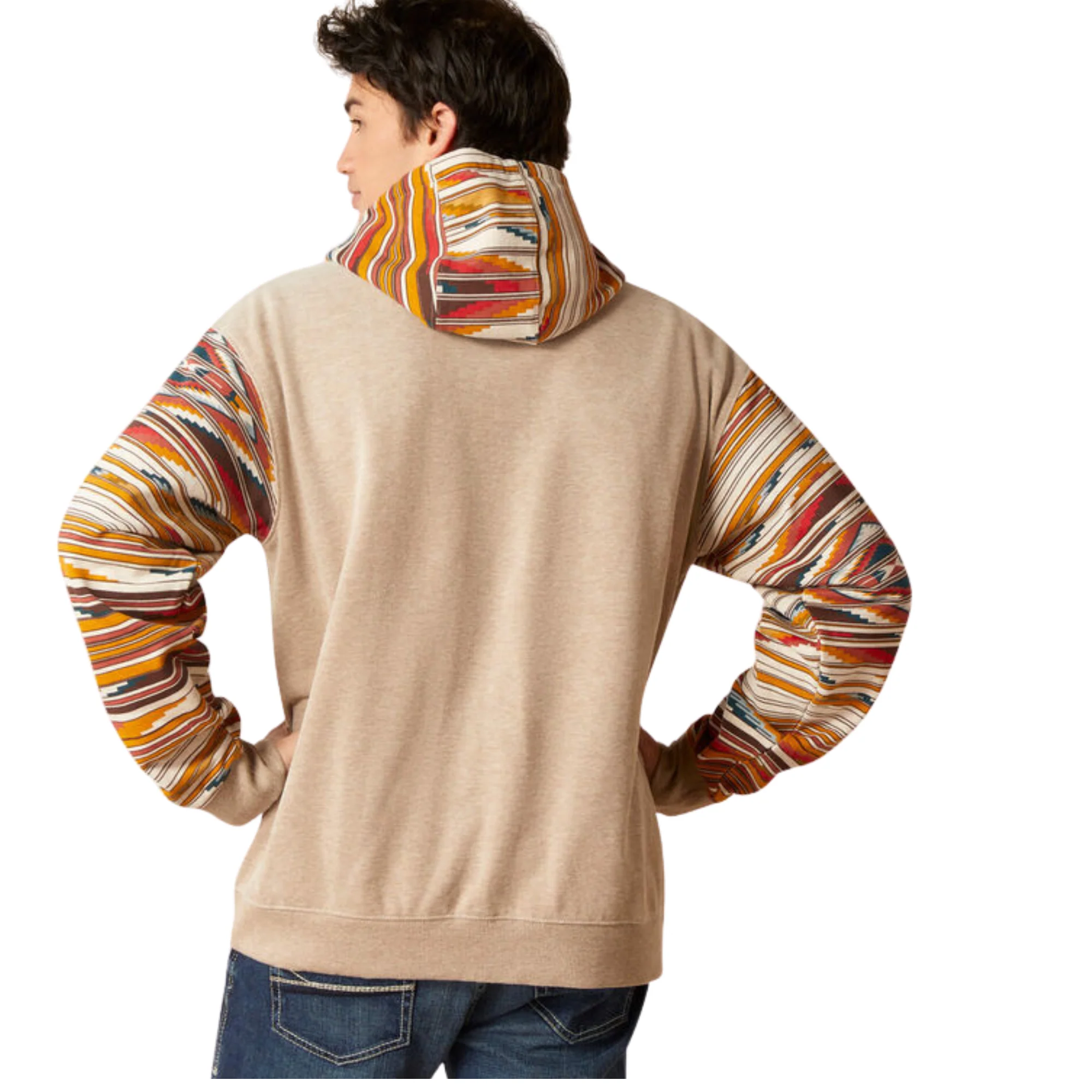 Ariat Men's Colour Blocked Chimayo Hoodie - Beige - Image 2