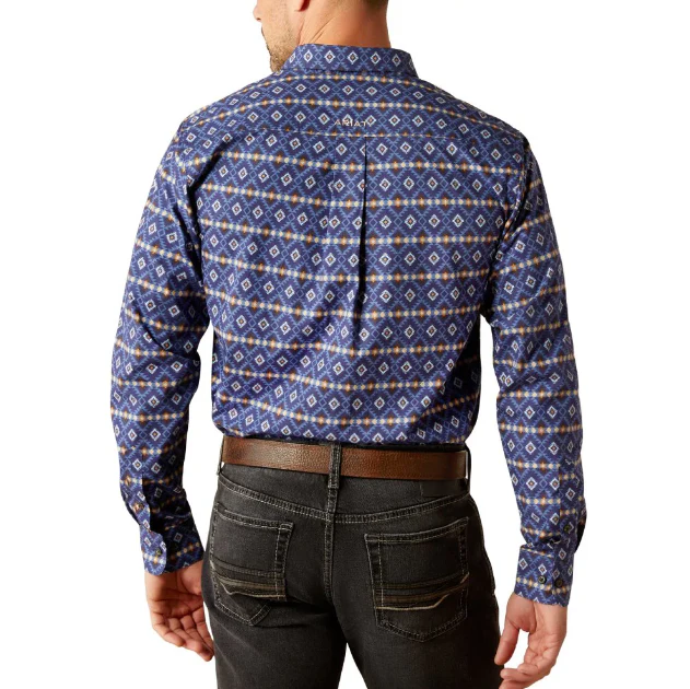 Ariat Men's Conner Fitted  Long Sleeve Shirt- Navy - Image 2