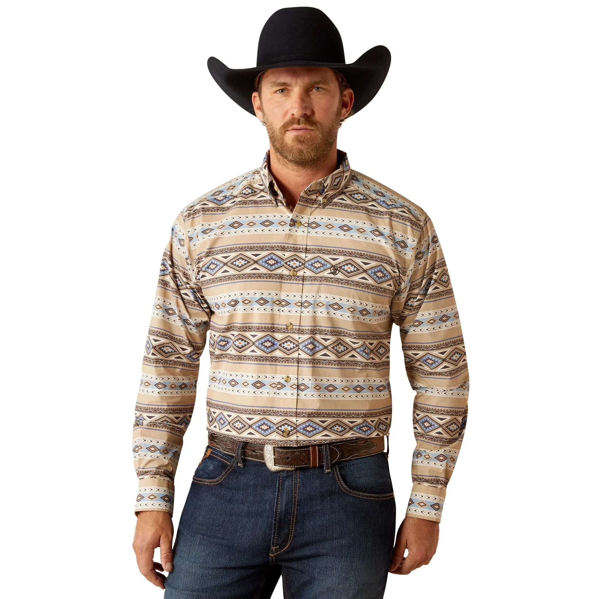 Ariat Men's Cory Classic Fit Long Sleeve Shirt- Brown