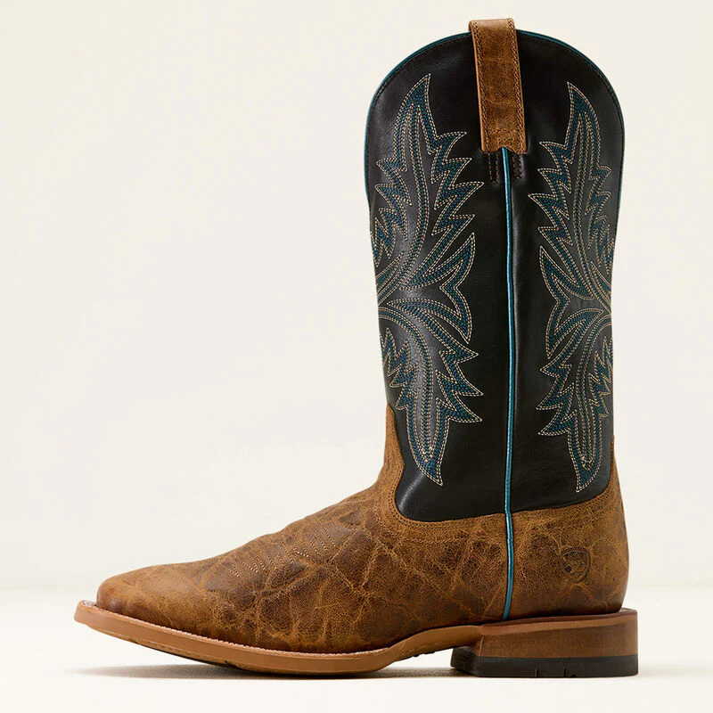 Ariat Men's Cowhand Wide Square Toe Cowboy Boot- Smoked Tan/ True Black - Image 2