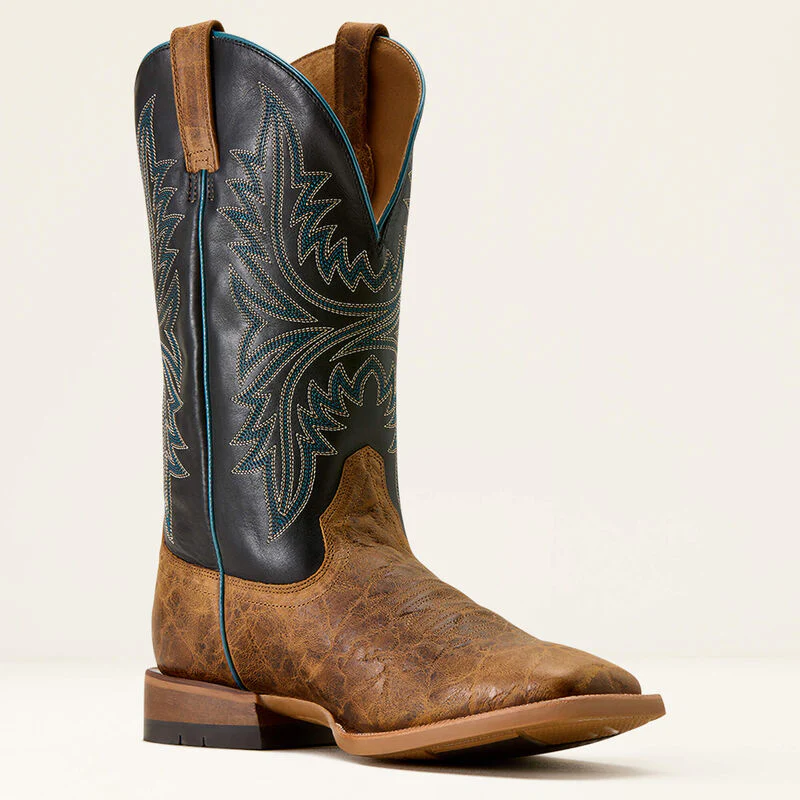 Ariat Men's Cowhand Wide Square Toe Cowboy Boot- Smoked Tan/ True Black - Image 3