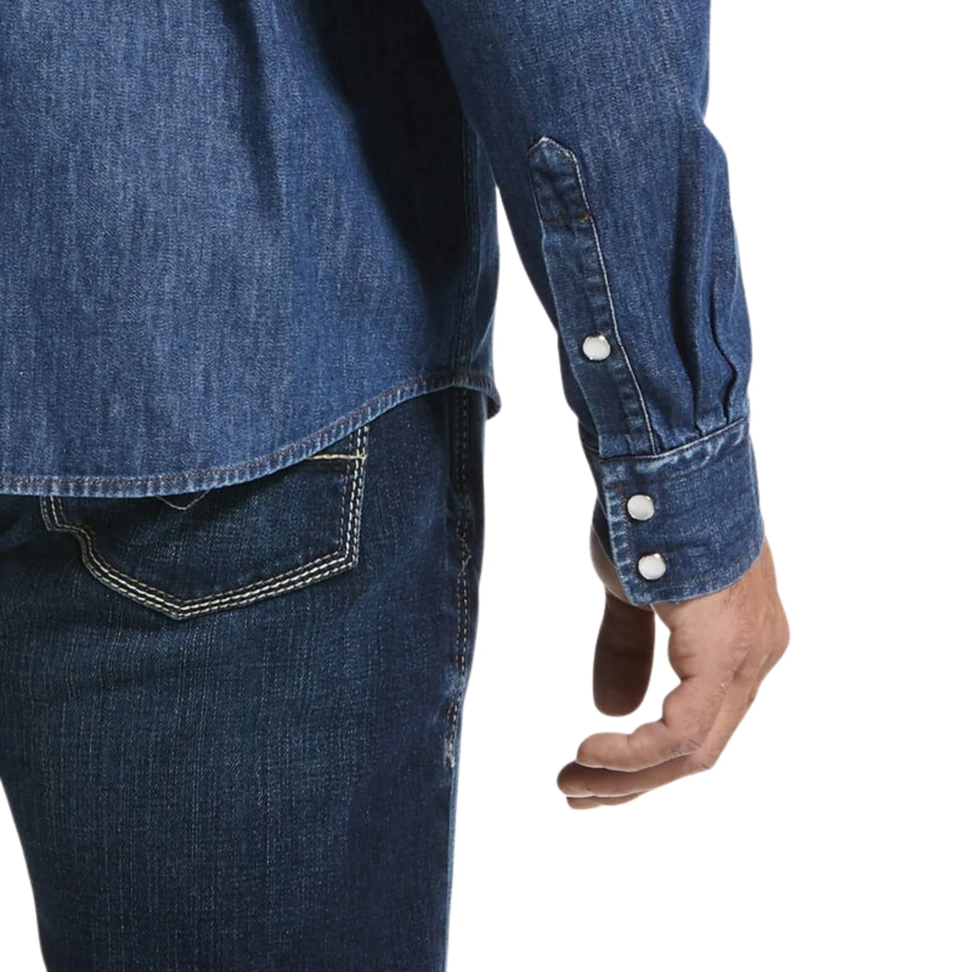 Ariat Men's Denim Retro Long Sleeve Shirt - Stone - Image 3