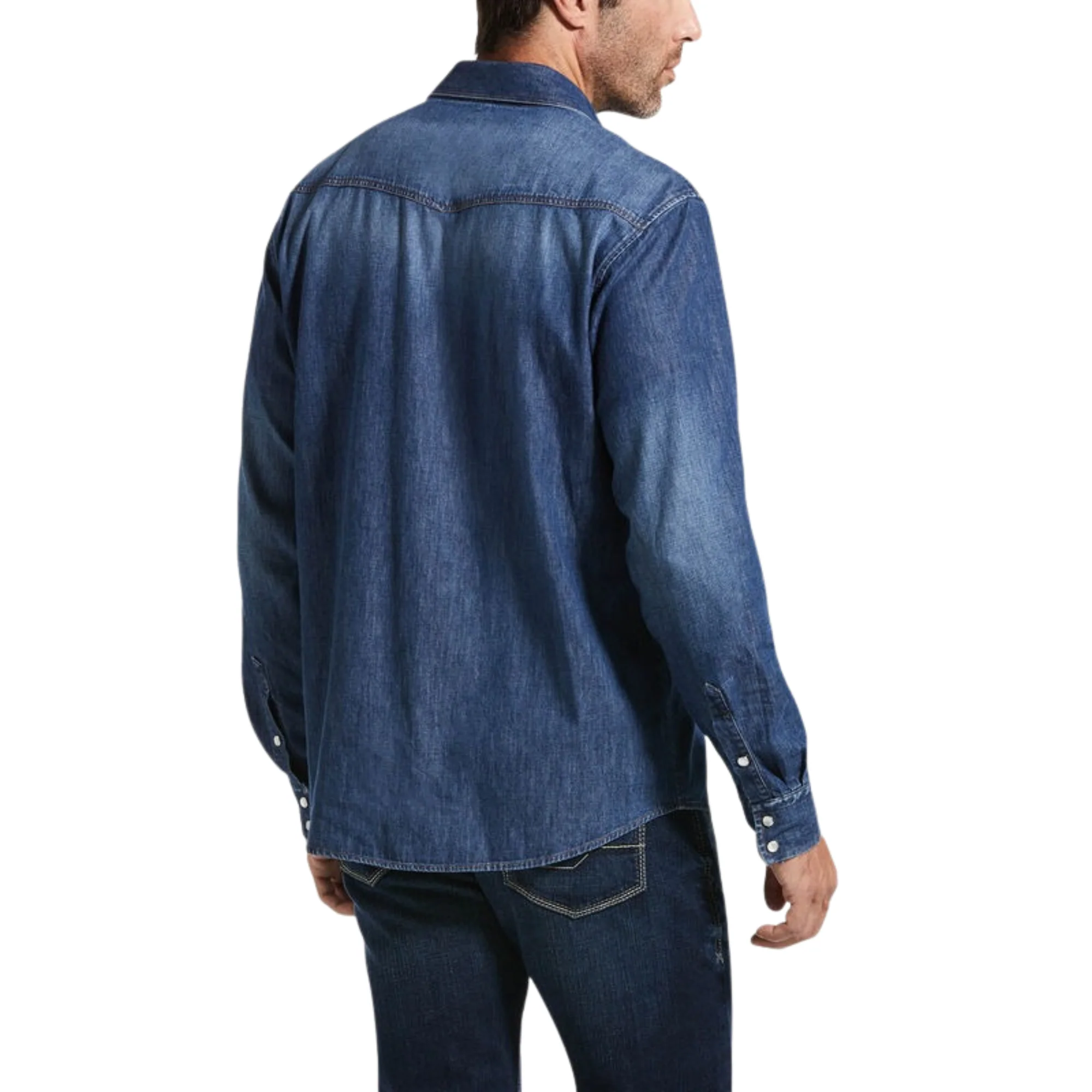 Ariat Men's Denim Retro Long Sleeve Shirt - Stone - Image 4