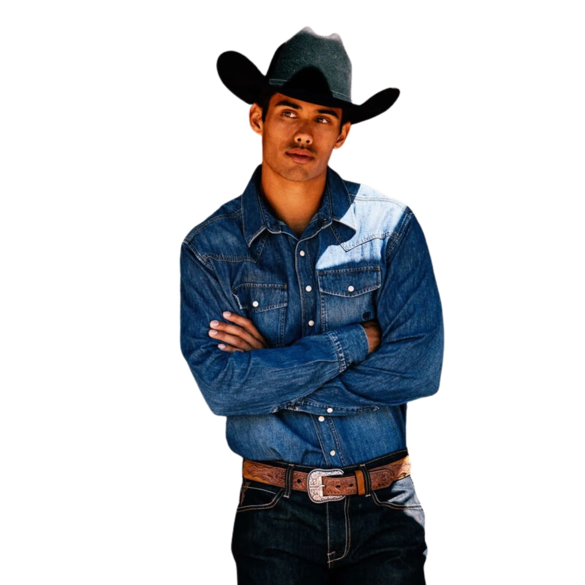 Ariat Men's Denim Retro Long Sleeve Shirt - Stone - Image 5