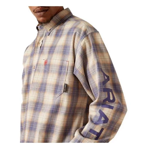 Ariat Men's FR Crenshaw Logo Long Sleeve Work Shirt- Moonbeam - Image 2