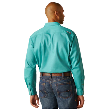 Ariat Men's FR Havoc Snap Work Shirt - Pool Blue - Image 2