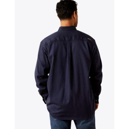 Ariat Men's FR Lever Long Sleeve Work Shirt- Navy Print - Image 2