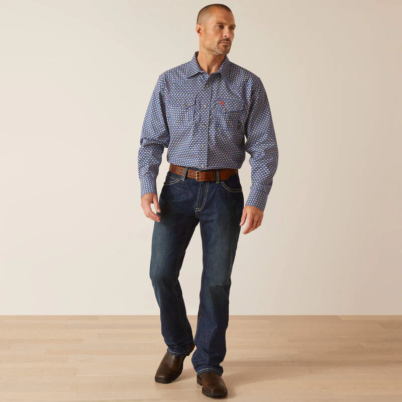 Ariat Men's FR Marauder Retro Fit Snap Work Shirt - Infinity - Image 3