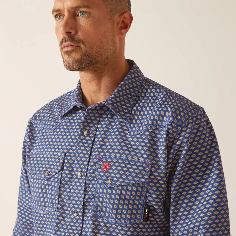 Ariat Men's FR Marauder Retro Fit Snap Work Shirt - Infinity - Image 4