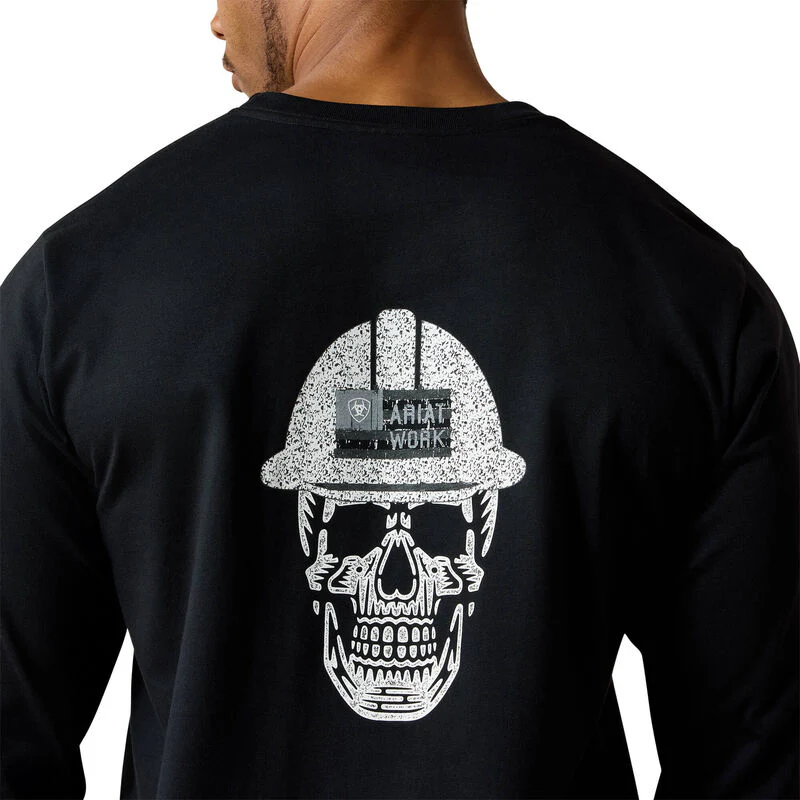 Ariat Men's FR Roughneck Skull Logo Long Sleeve T-Shirt - Black - Image 2