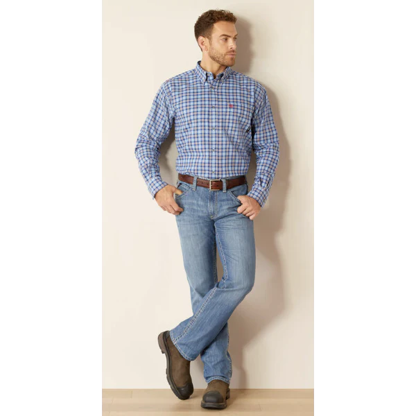Ariat Men's FR Sierra Work Shirt - Glacier Blue - Image 3
