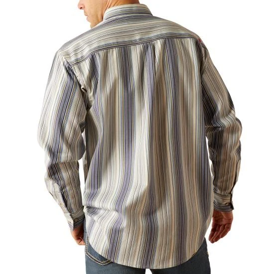 Ariat Men's FR Sunset Long Sleeve Work Shirt - Moonbeam Stripe - Image 2