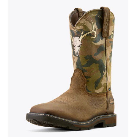 Ariat Men's Groundbreaker Antler Waterproof Wide Square Toe Work Boot- Bruin Brown