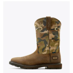 Ariat Men's Groundbreaker Antler Waterproof Wide Square Toe Work Boot- Bruin Brown - Image 3