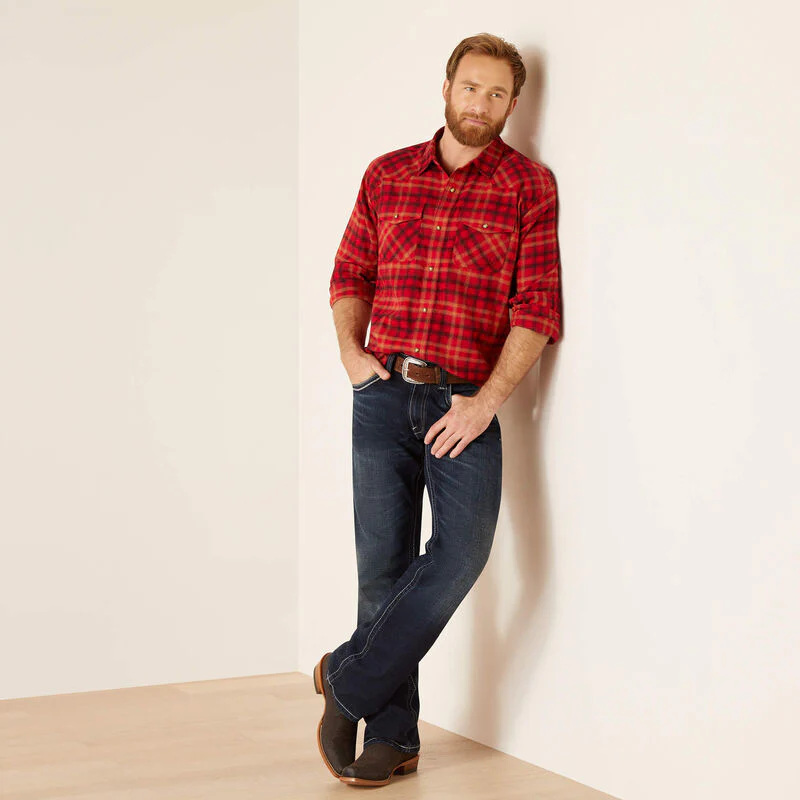Ariat Men's Heber Retro Fit Shirt - Cranberry Crimson - Image 3