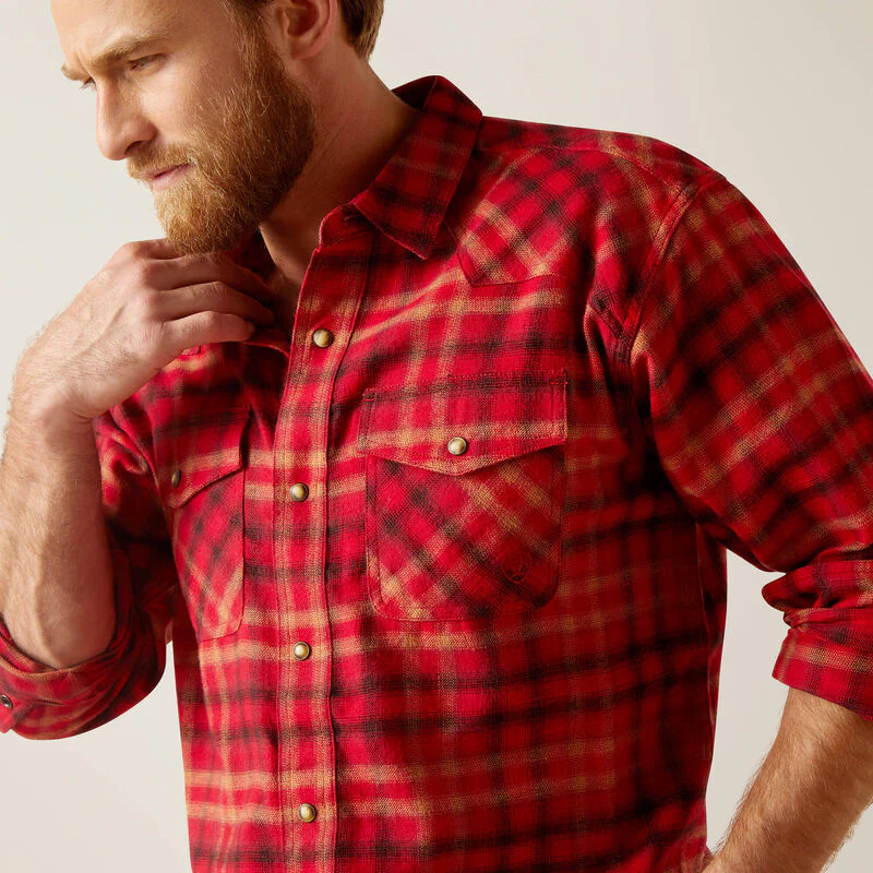 Ariat Men's Heber Retro Fit Shirt - Cranberry Crimson - Image 4