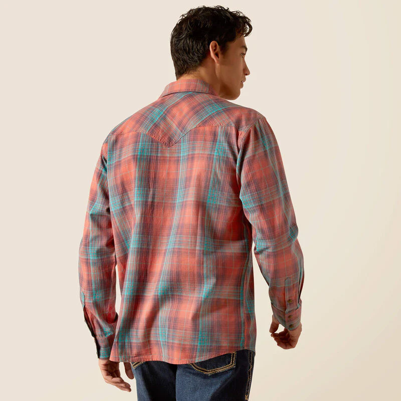 Ariat Men's Hernan Retro Snap Long Sleeve Shirt - Burnt Sienna - Image 2