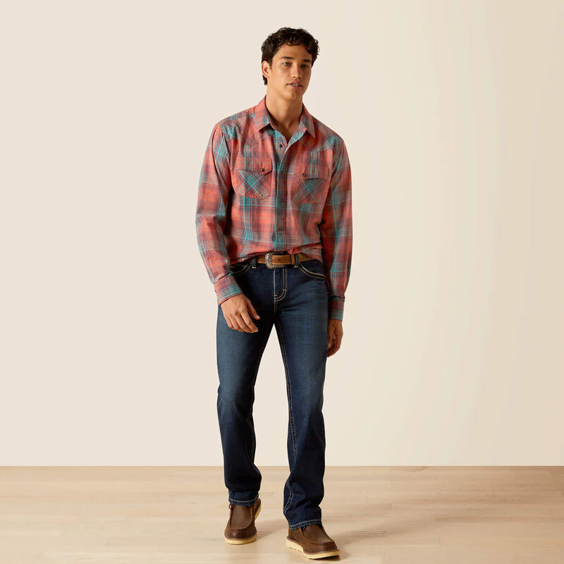 Ariat Men's Hernan Retro Snap Long Sleeve Shirt - Burnt Sienna - Image 3