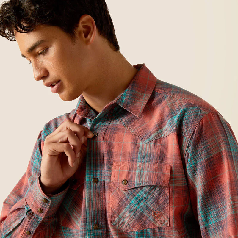 Ariat Men's Hernan Retro Snap Long Sleeve Shirt - Burnt Sienna - Image 4
