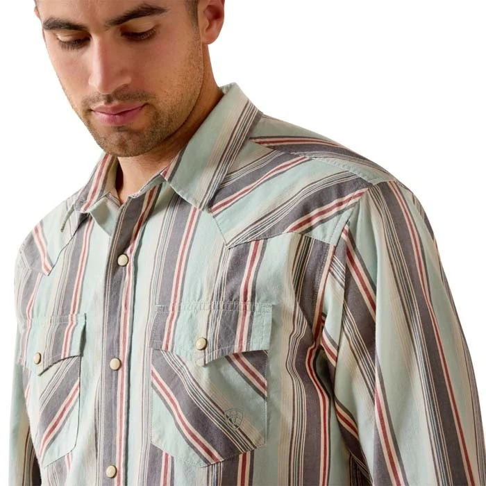 Ariat Men's Hesperus Retro Fit Snap Long Sleeve Shirt - Aquifer Plaid